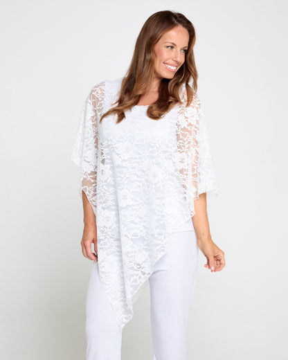 Eliza Lace Overlay Top - White