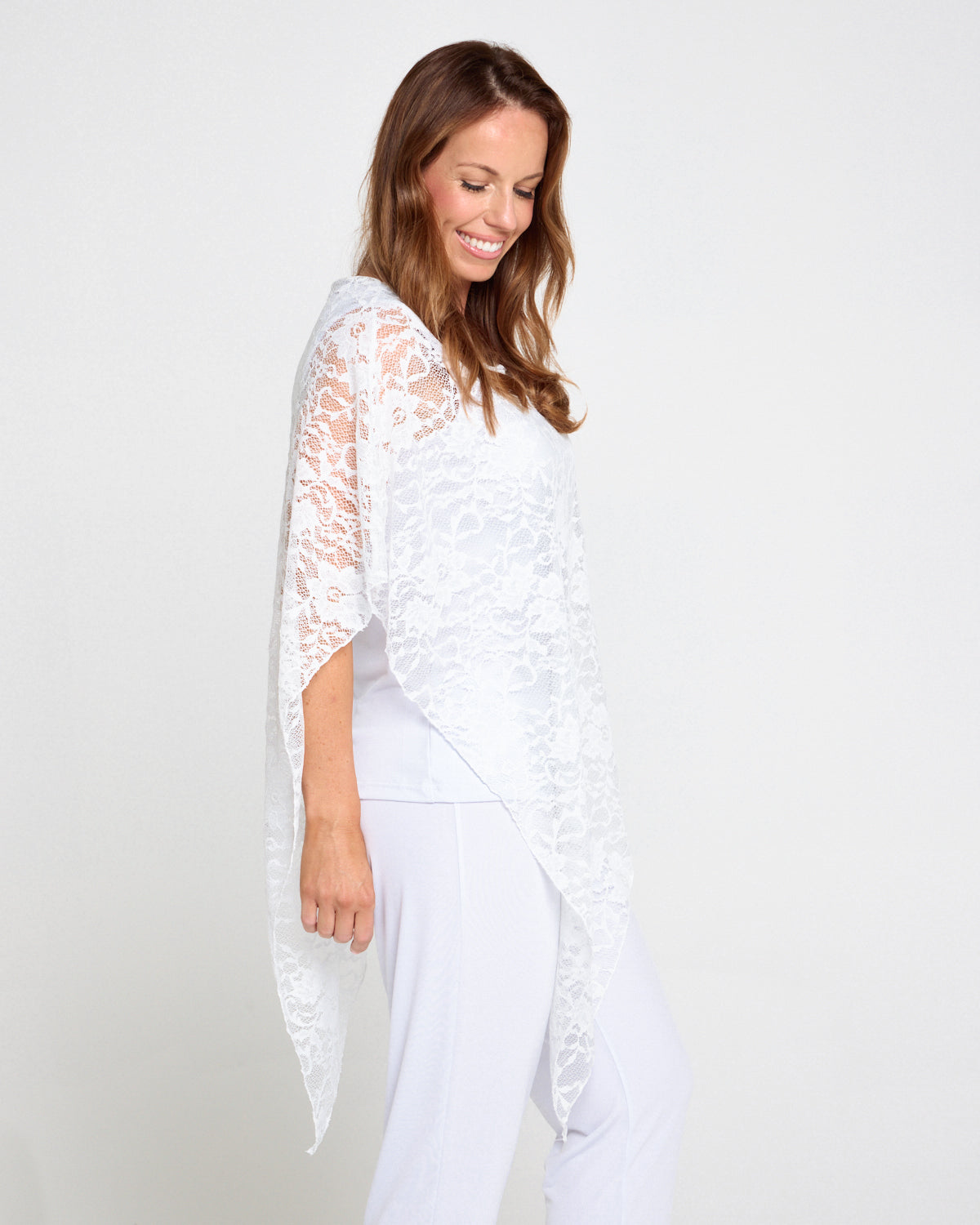 Eliza Lace Overlay Top - White