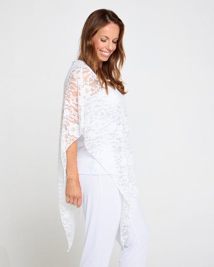 Eliza Lace Overlay Top - White
