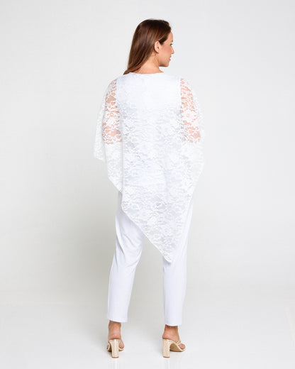 Eliza Lace Overlay Top - White