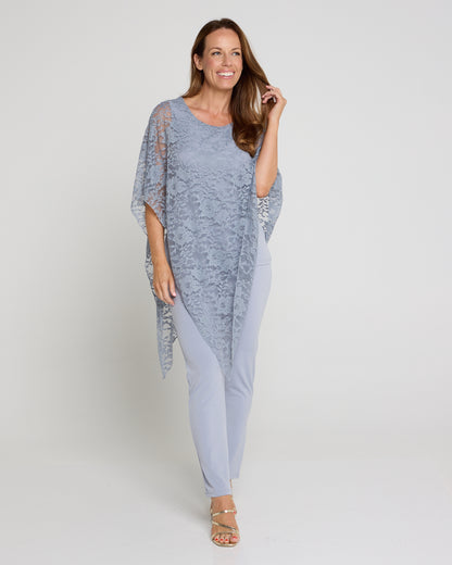 Eliza Lace Overlay Top - Silver