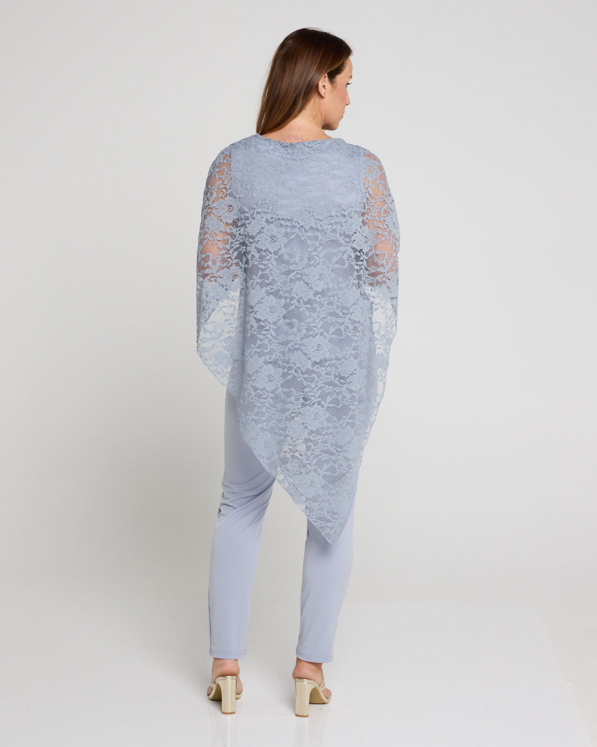 Eliza Lace Overlay Top - Silver