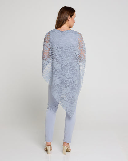 Eliza Lace Overlay Top - Silver