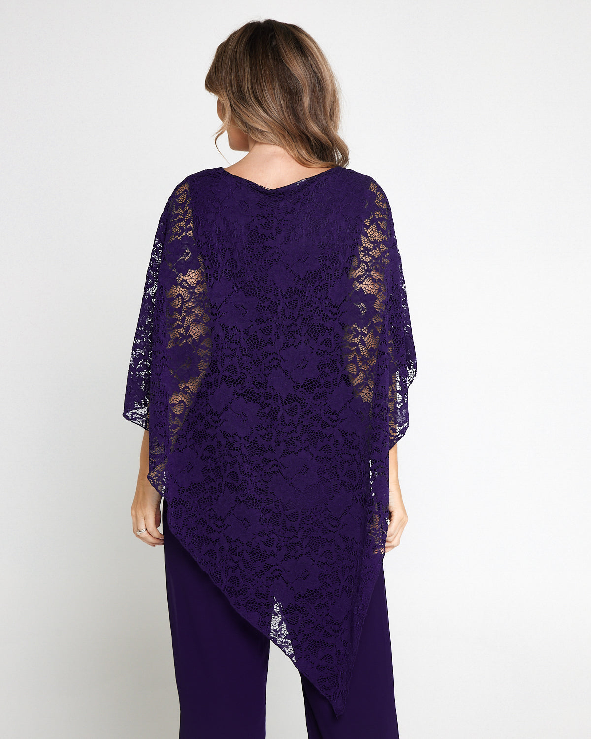 Eliza Lace Overlay Top - Purple