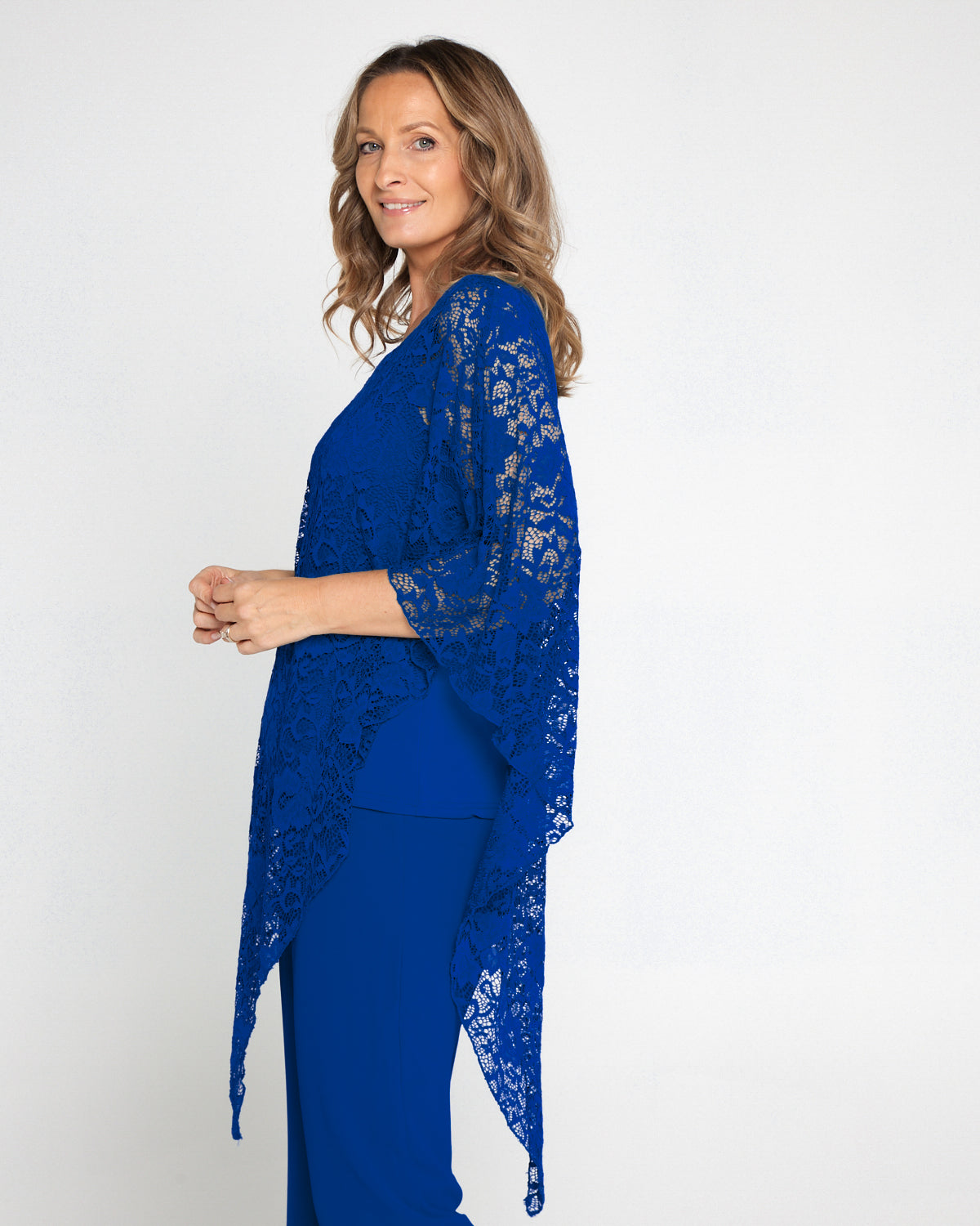 Eliza Lace Overlay Top - Royal