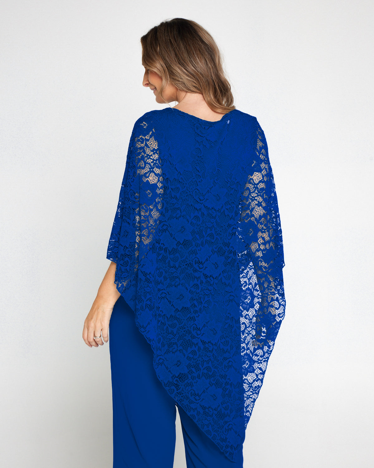 Eliza Lace Overlay Top - Royal