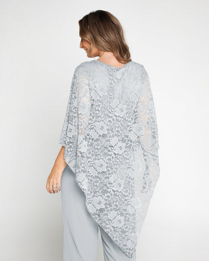 Eliza Lace Overlay Top - Silver