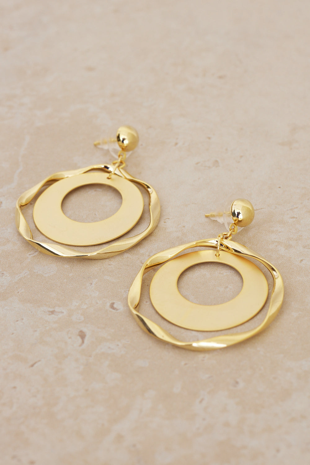 Willow Circle Drop Earrings - Gold