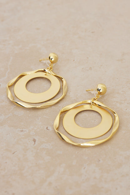 Willow Circle Drop Earrings - Gold