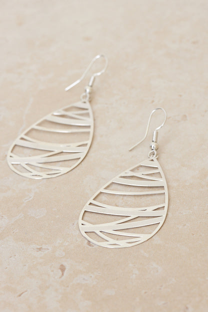 Sienna Cut-Out Teardrop Earrings - Silver