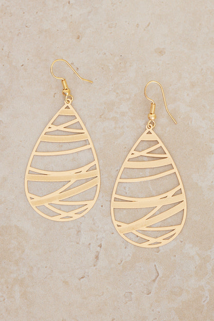 Sienna Cut-Out Teardrop Earrings - Gold