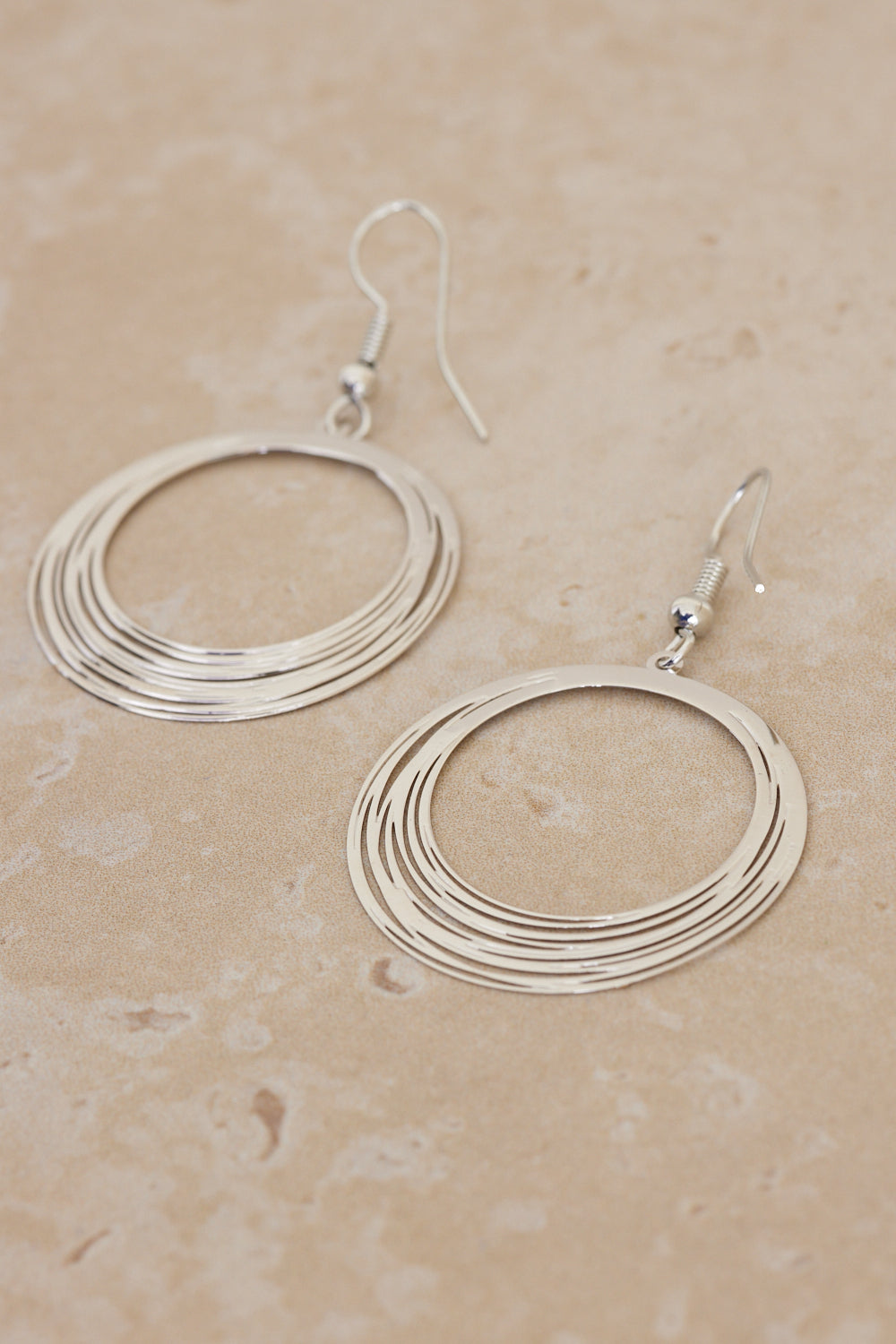 Cirque Circle Drop Earrings - Silver