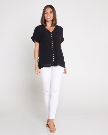 Jennifer Short Sleeve Top - Black