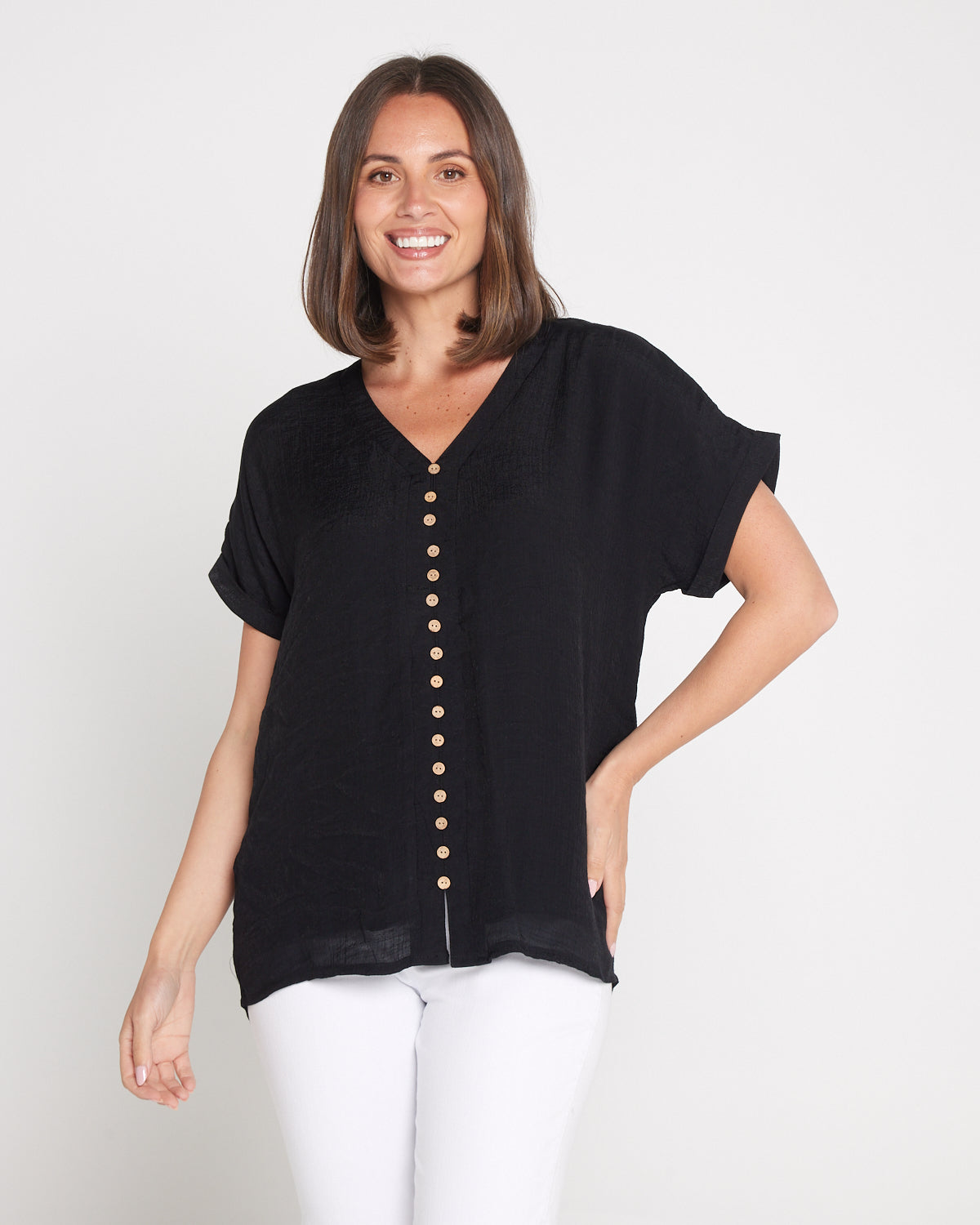 Jennifer Short Sleeve Top - Black