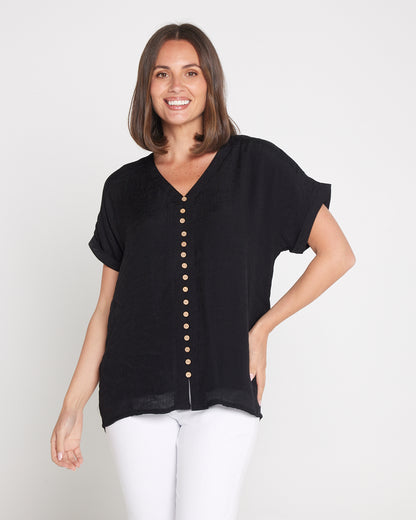 Jennifer Short Sleeve Top - Black