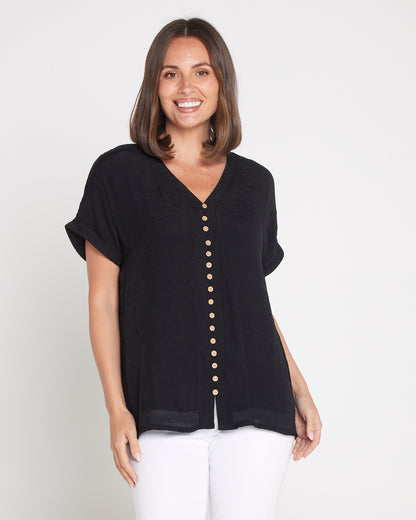Jennifer Short Sleeve Top - Black