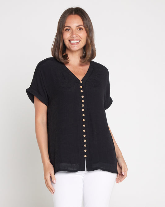 Jennifer Short Sleeve Top - Black