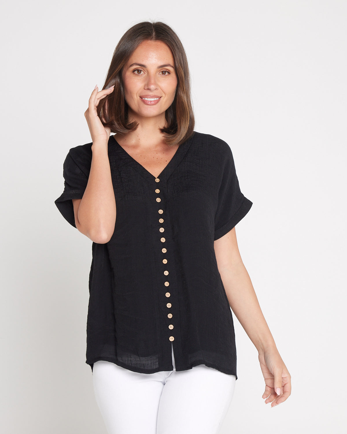 Jennifer Short Sleeve Top - Black