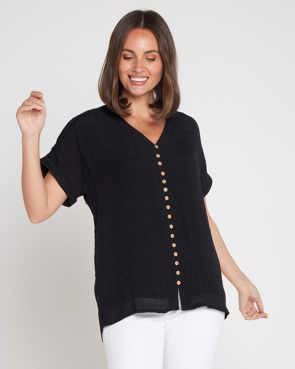 Jennifer Short Sleeve Top - Black