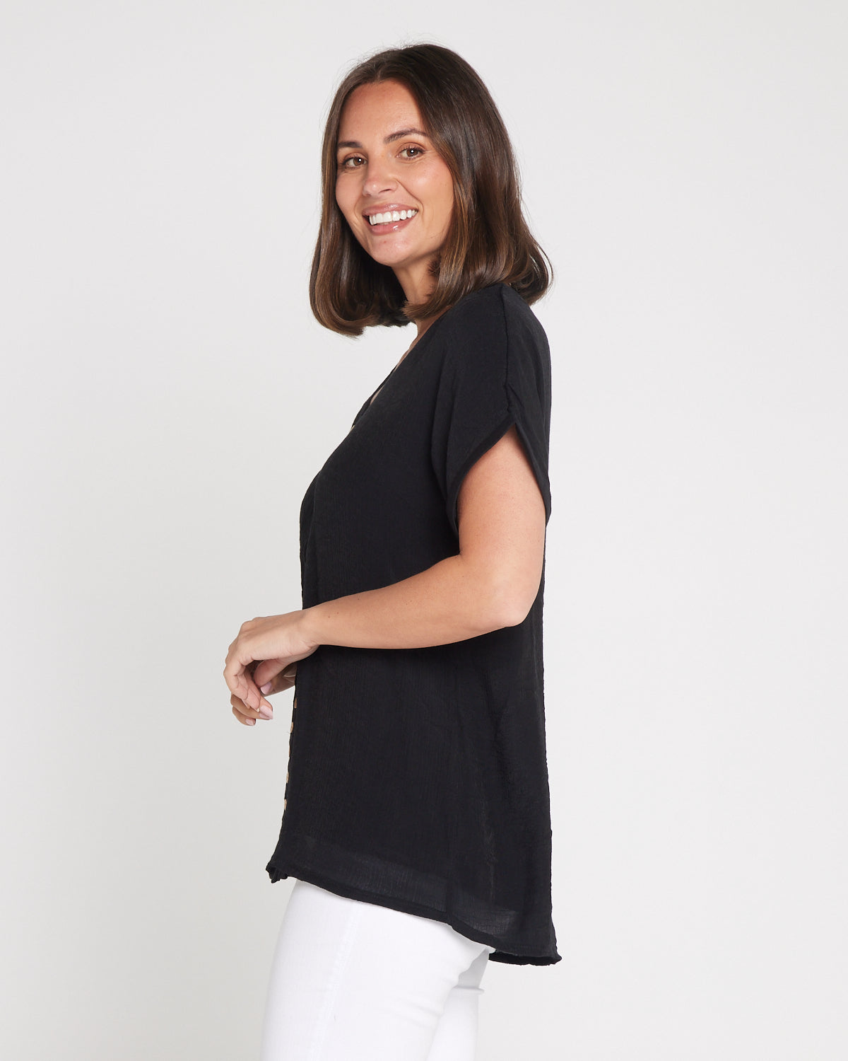 Jennifer Short Sleeve Top - Black