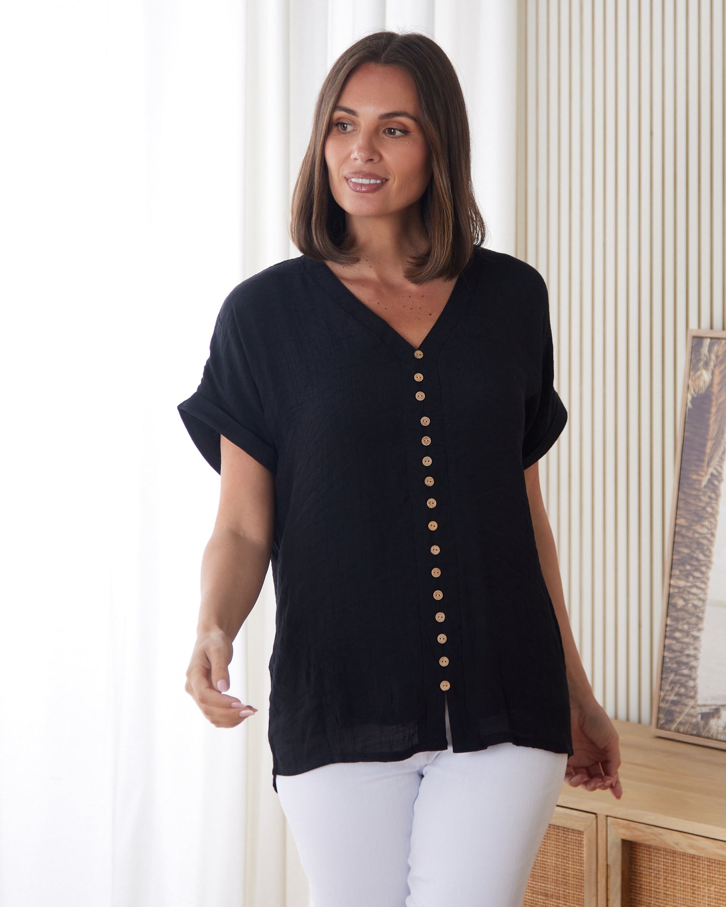 Jennifer Short Sleeve Top - Black