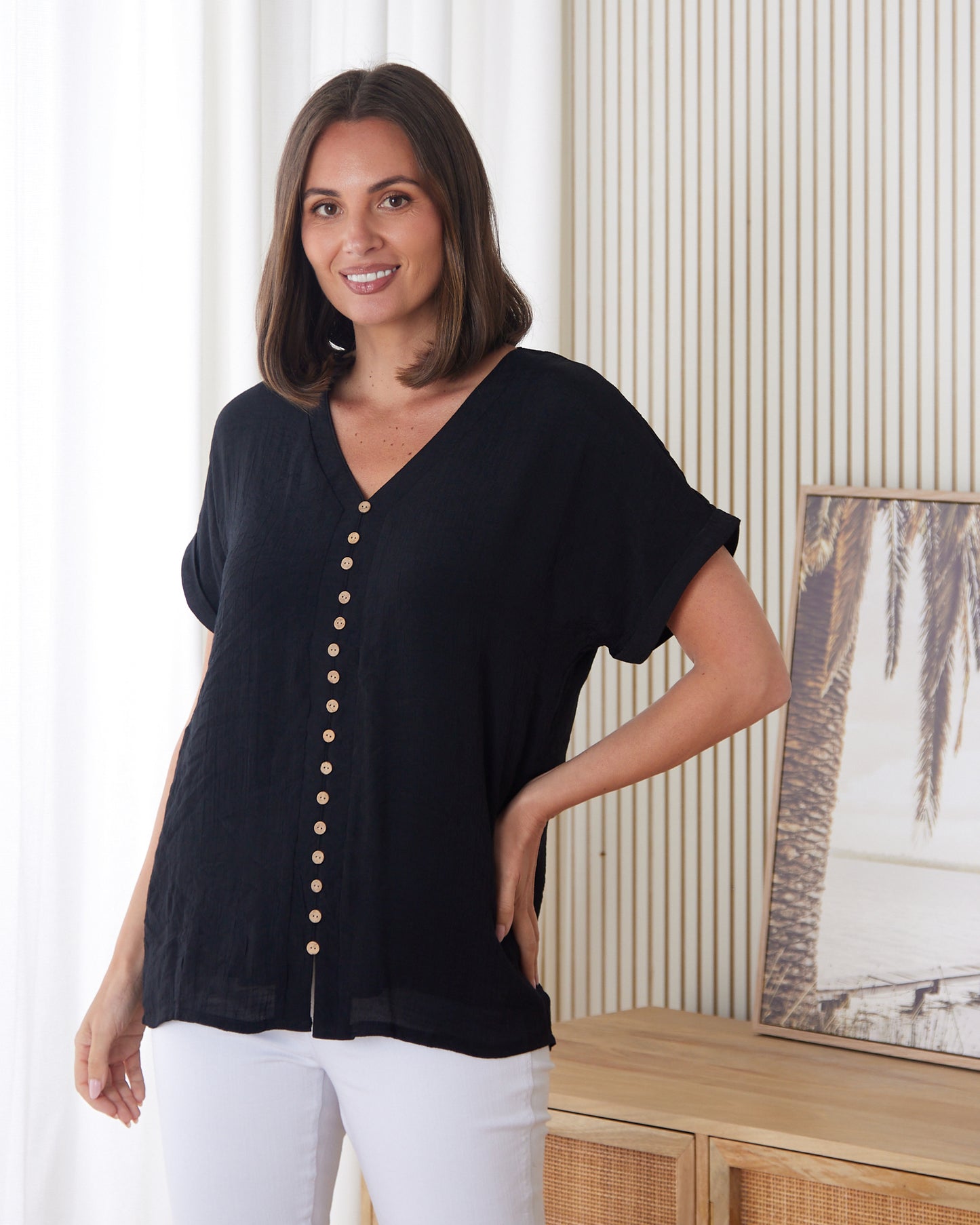 Jennifer Short Sleeve Top - Black