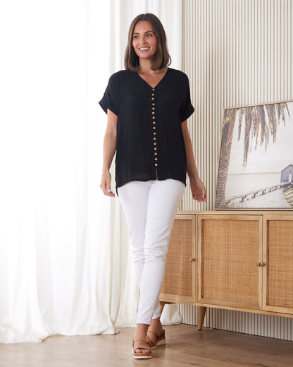 Jennifer Short Sleeve Top - Black