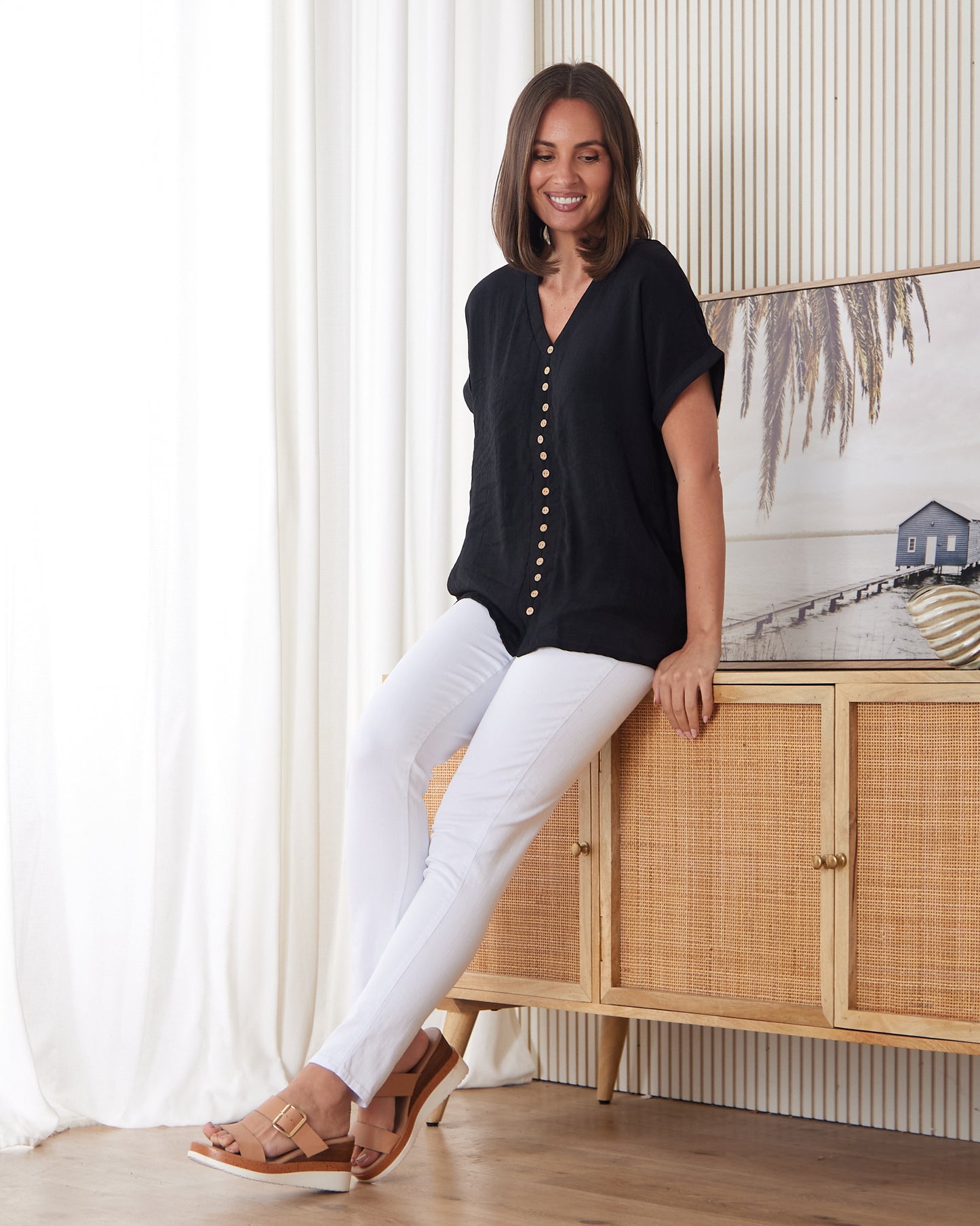 Jennifer Short Sleeve Top - Black