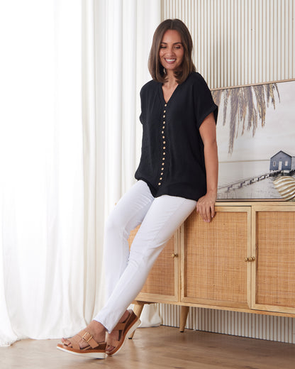 Jennifer Short Sleeve Top - Black