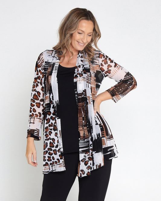 Naomi Mesh Jacket - Brown Leopard