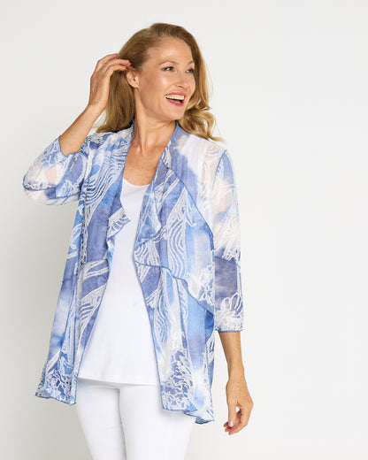 Oceana Waterfall Jacket - Blue Lace Mosaic