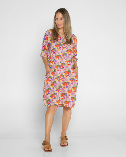 Eva Cotton Dress - Fruit Salad Geo