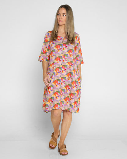 Eva Cotton Dress - Fruit Salad Geo