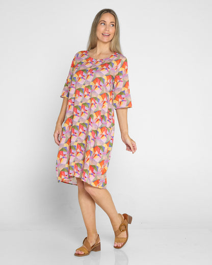 Eva Cotton Dress - Fruit Salad Geo