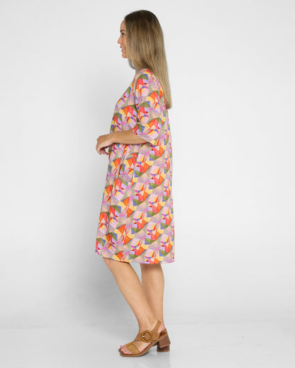 Eva Cotton Dress - Fruit Salad Geo