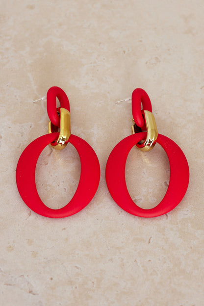 Syme Drop Earrings - Red