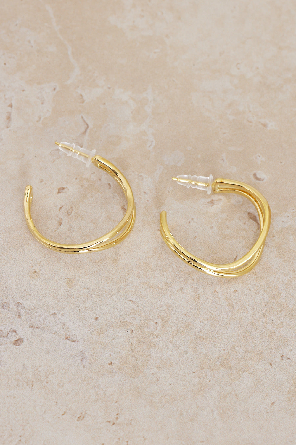 Elegance Double Hoop Earrings - Gold