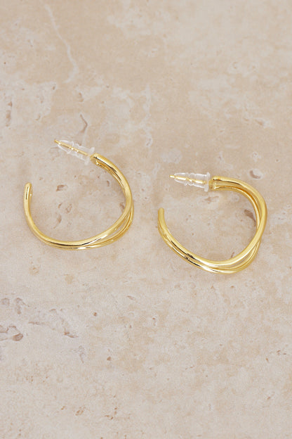 Elegance Double Hoop Earrings - Gold