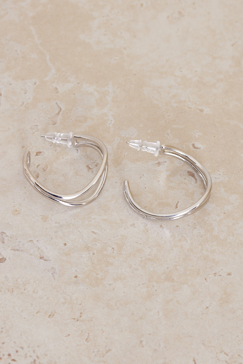 Elegance Double Hoop Earrings - Silver