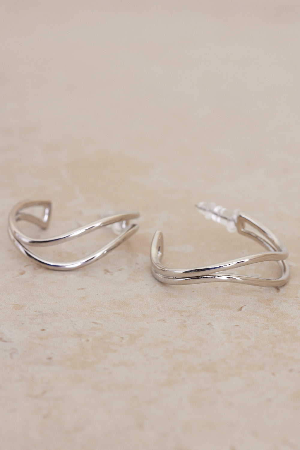 Elegance Double Hoop Earrings - Silver