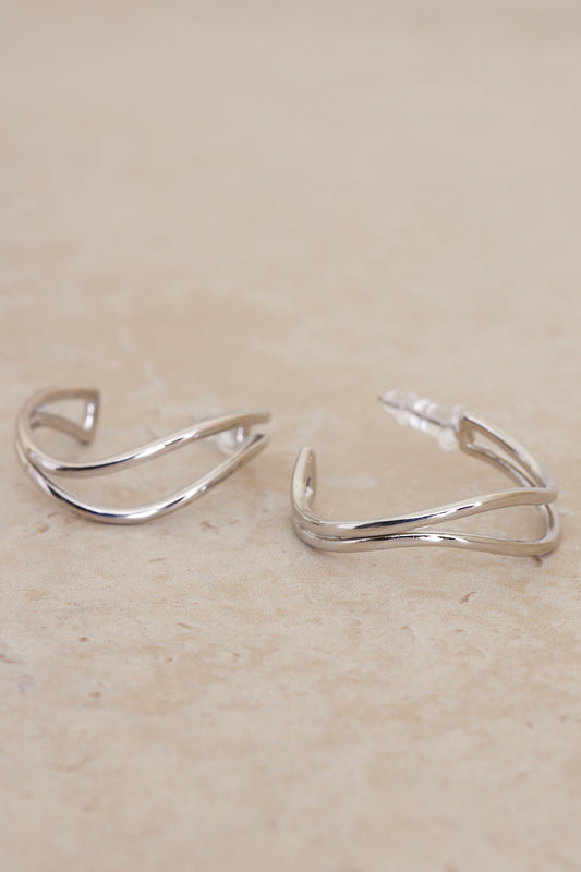 Elegance Double Hoop Earrings - Silver