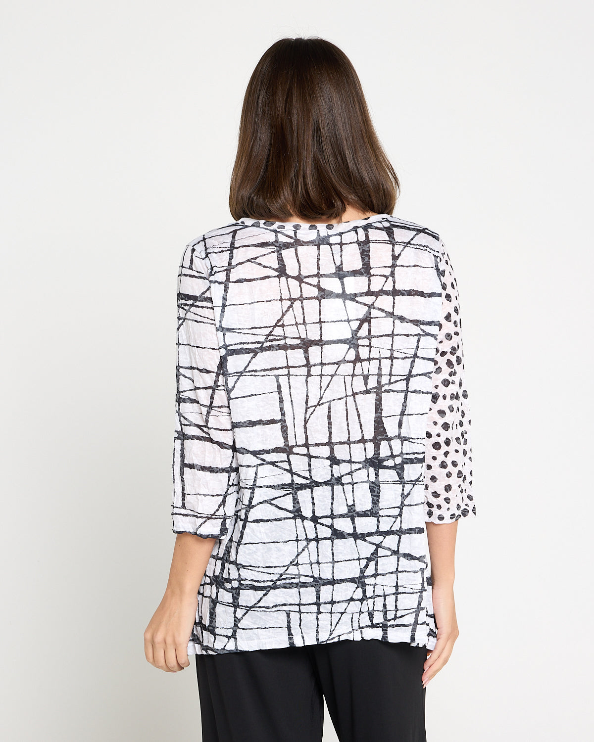 Marion Burnout Jersey Top - White/Black Sketch
