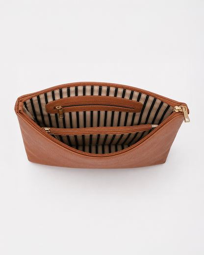 Naomi Tote Bag & Clutch - Brown