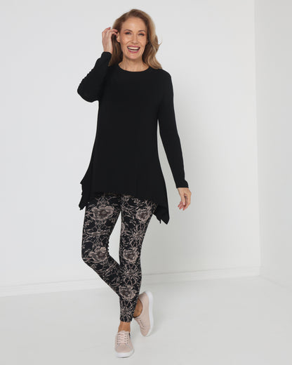 Andrea High Neck Swing Top - Black