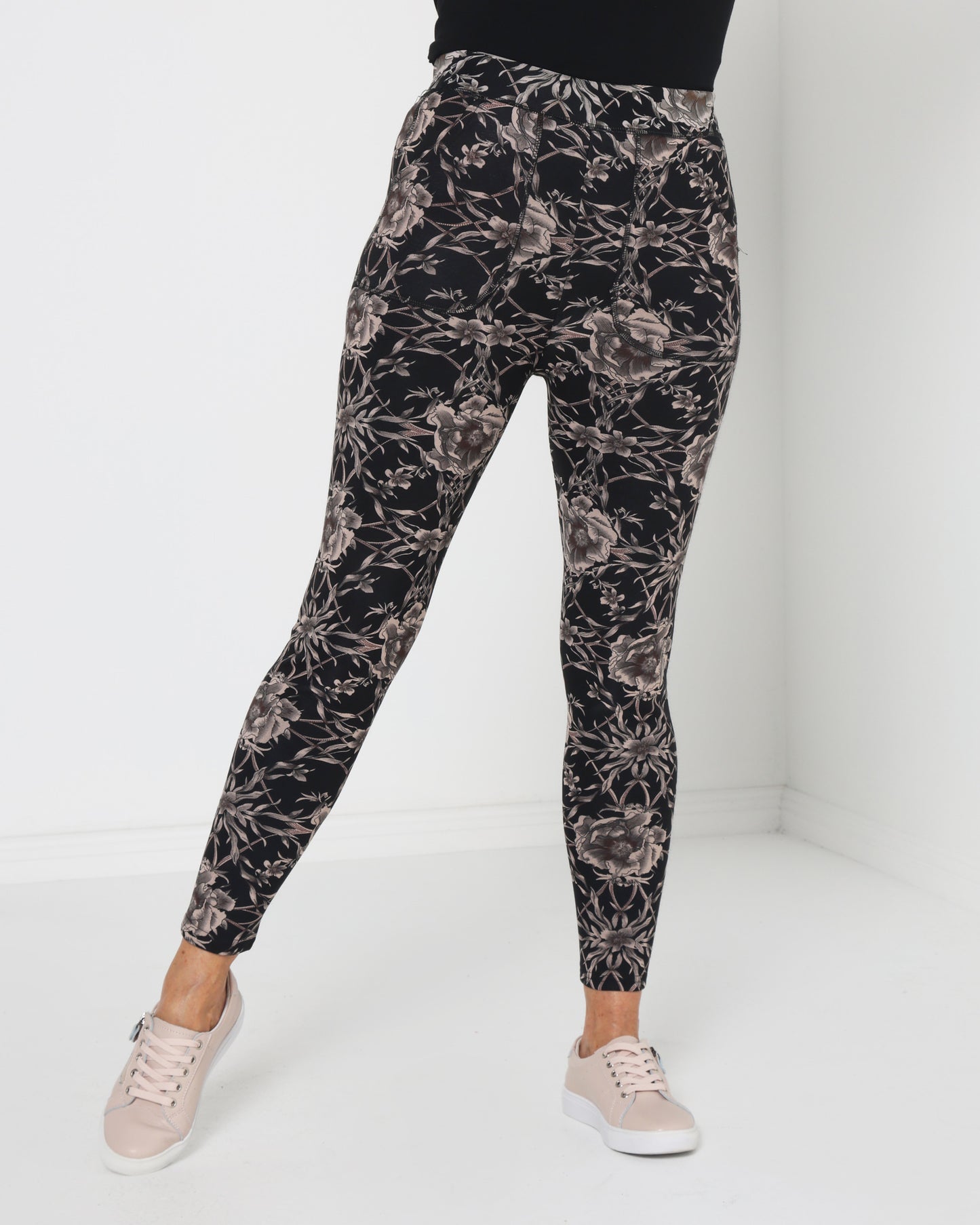 Faraday Fur Lined Leggings - Black Floral