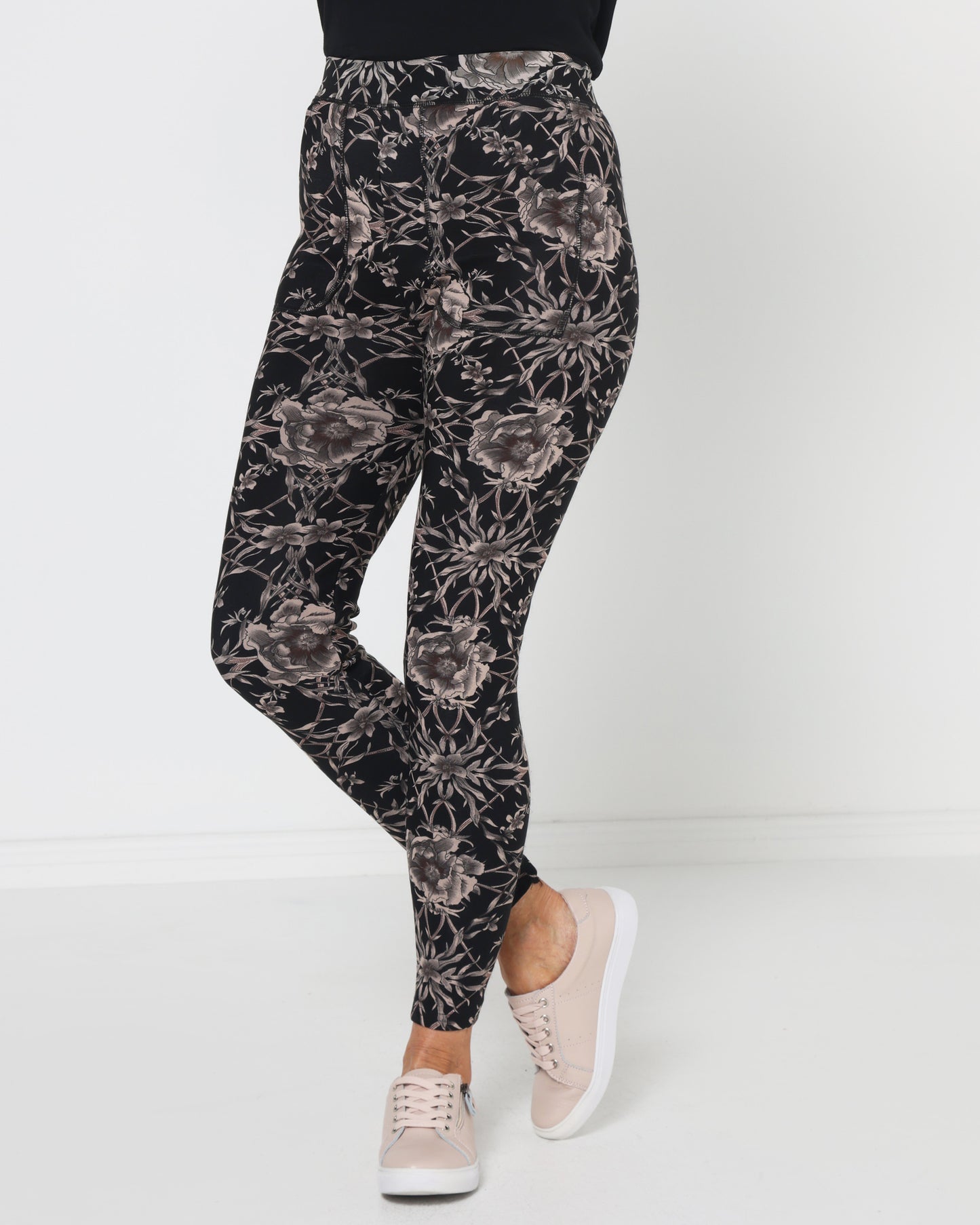 Faraday Fur Lined Leggings - Black Floral