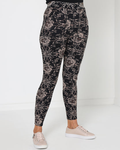 Faraday Fur Lined Leggings - Black Floral