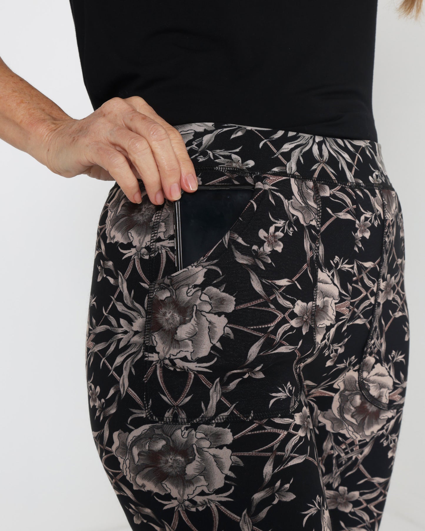 Faraday Fur Lined Leggings - Black Floral