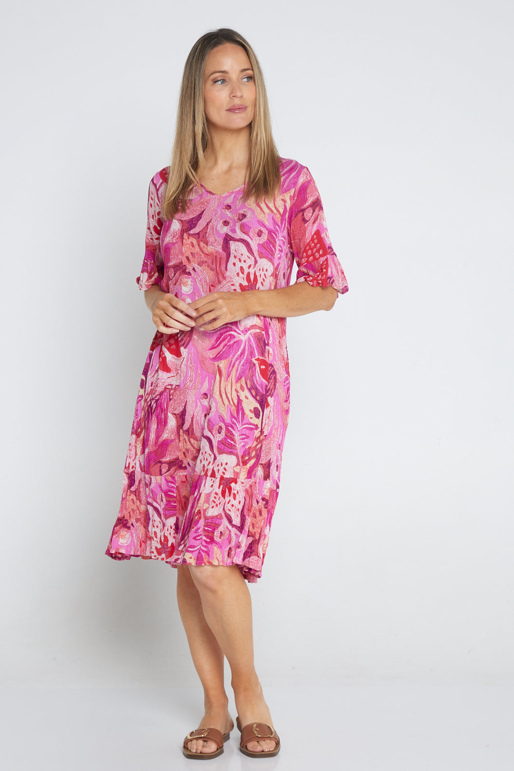 Jessica Sleeved Dress - Pink Floral