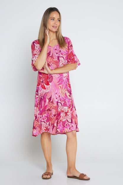 Jessica Sleeved Dress - Pink Floral